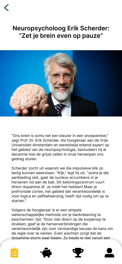Artikel scherm met expert